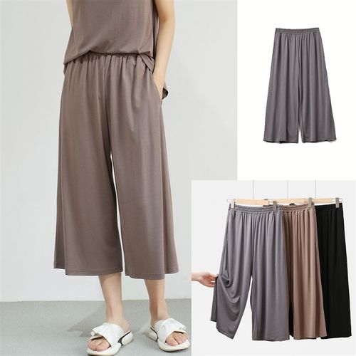 天然木纤维 女士阔腿裤 七分裤薄款家居睡K衣裤 山东网店夏款 女