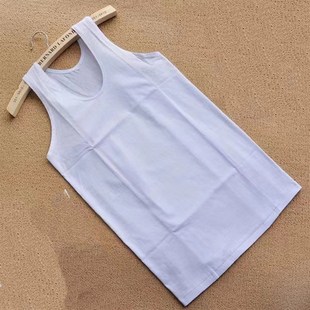 简约白W色老头衫 男士 夏季 中老年纯棉老头全棉跨栏背心 汗背 夏款