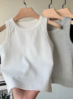 儿童背心男女童夏季20q25新款夏装纯棉白色上衣男孩纯色无袖t恤