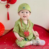 百天周岁生日宴礼服国风唐装 夏季 婴幼童中式 宝宝真丝套装 抓周 新品