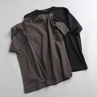 T恤 特惠男款 纯色圆领C宽松休闲短袖 常规t 净面上衣汗 纯棉针织衫