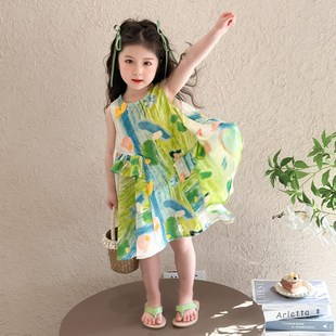 背心裙宝宝无袖 小童洋气儿童夏装 公主裙 2k025新款 女童连衣裙夏季
