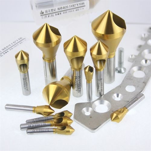 加硬含钴钢斜孔去毛m刺倒角刀加工不锈钢螺丝沉头窝无振纹纳米涂