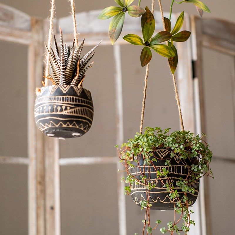 悬挂式吊篮花盆小号迷你创意吊挂式壁挂花器垂吊多肉陶瓷吊兰花盆