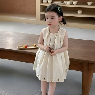 女童连衣裙夏季 儿童洋气时髦背心裙宝宝公主裙宽松裙子 2j025新款