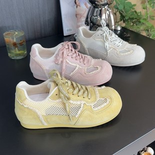 内增高网Z面透气网鞋 配裙子 2025新款 夏季 蕾丝单网透气芭蕾德训鞋