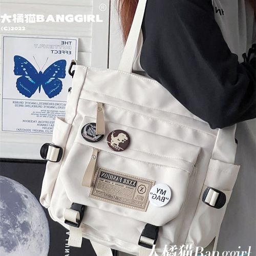 复古学生斜挎包男孩补习r帆布袋青少年手提拎书袋高中生书包补课