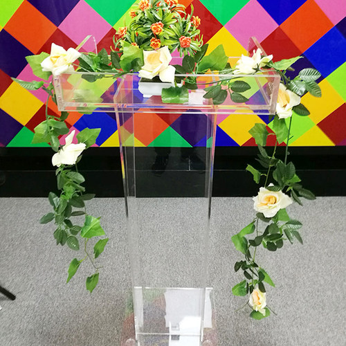 现货水晶透明演讲台有机玻璃创意讲台亚克力主持台咨客V台定制log