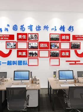 员工风采公司办公室照片墙荣誉团队励志立体墙相框展示