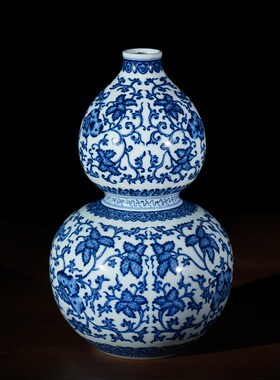 宁封窑客厅玄青瓷葫芦瓶乔迁礼品
