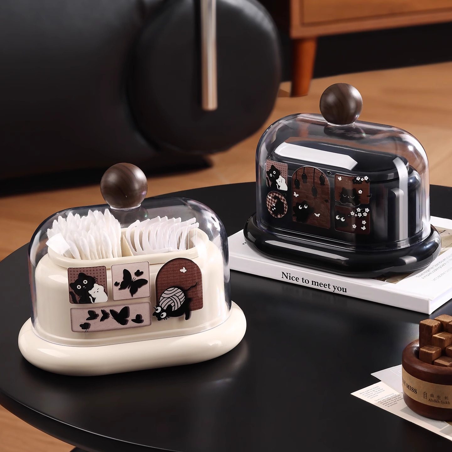 棉签收纳盒中古风牙签盒2025新款家用牙线轻奢高级高颜值盒牙签筒,收纳整理,牙签盒,淘宝优惠券,粉丝福利购,淘宝优惠卷