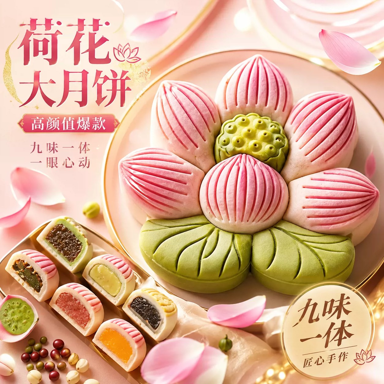 2026新款大荷花枣泥一斤装月饼