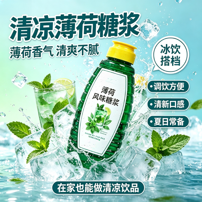 摆摊必备薄荷风味糖浆清凉解腻