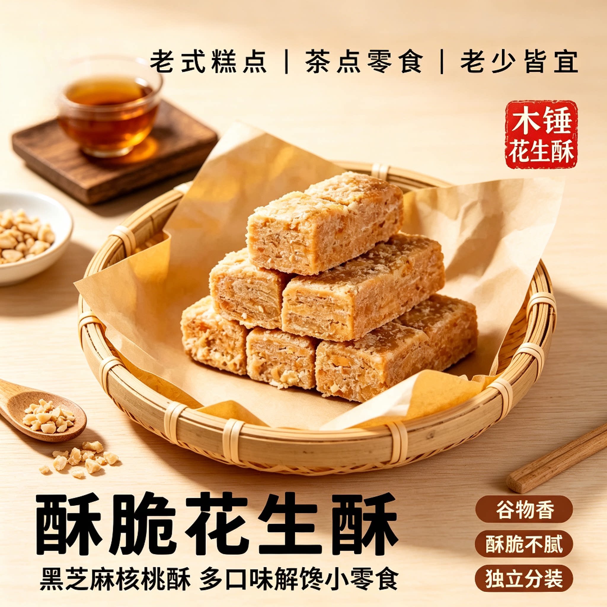 木锤手工花生酥香脆解馋