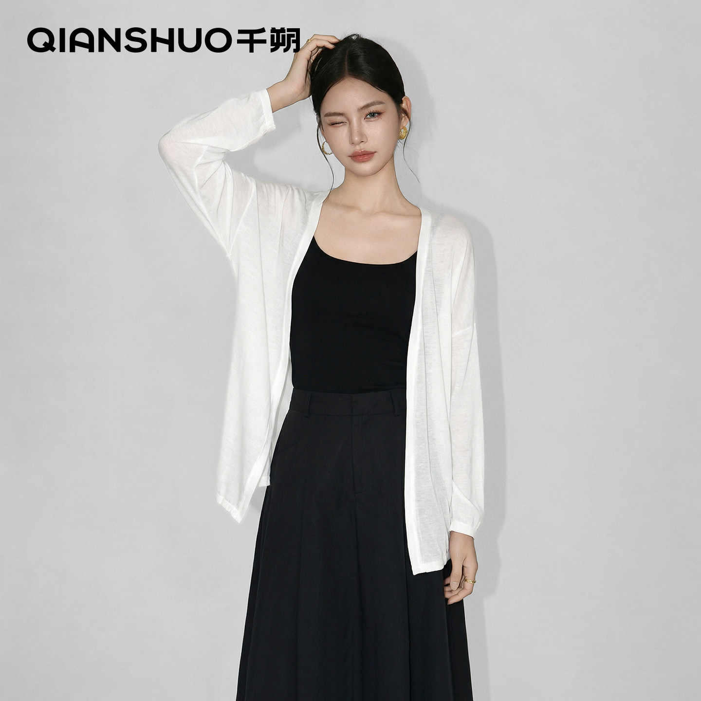 千朔初秋纸片人松弛感针织开衫女图片