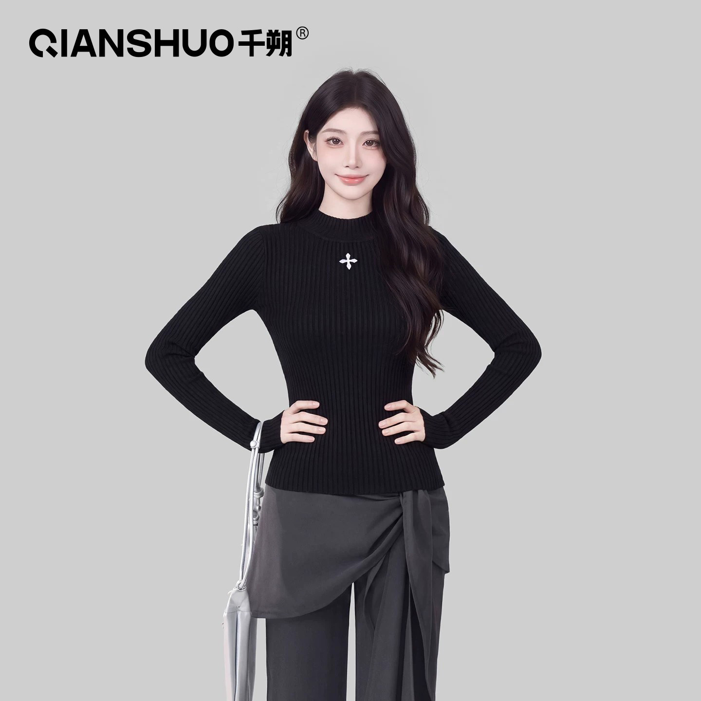 千朔半高领针织打底衫女内搭紧身轻奢高级2026新款可外穿修身毛衣
