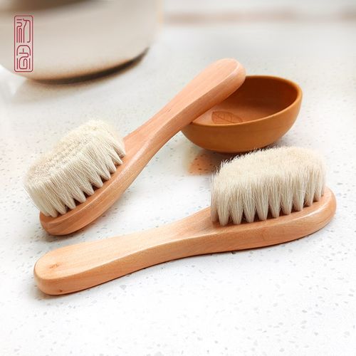 初念婴儿梳子羊毛纯手工宝宝去头垢刷按摩新生儿童洗澡洗头软毛刷
