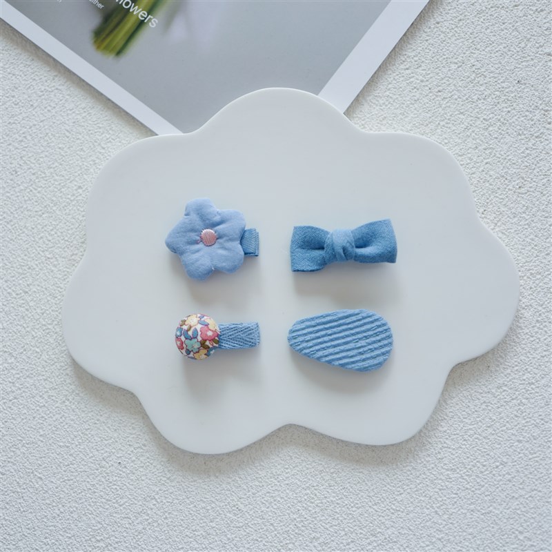 婴幼儿布艺花朵全包款碎发夹小女孩手工侧边夹儿童小号刘海夹发卡