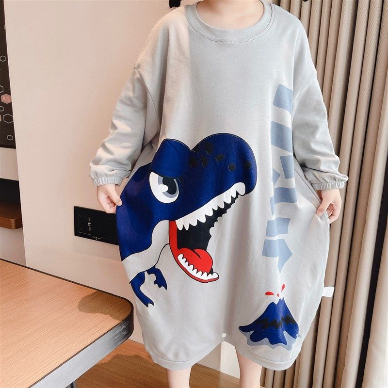 男童纯棉宽松睡裙卡通恐龙睡衣春秋四季款儿童家居服网红女童睡袍,童装/婴儿装/亲子装,家居裙/睡裙,淘宝优惠券,粉丝福利购,淘宝优惠卷