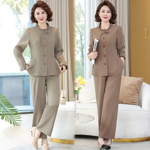 妈妈春装套装2025新款洋气衬衫外套中老年气质女士上衣两件套薄款