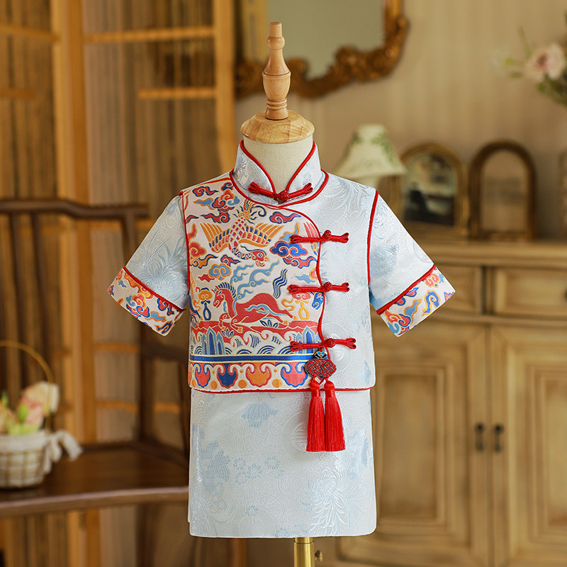 周岁礼服男宝宝秋季儿童唐装套装百天宴抓周服男童中国风衣服秋冬