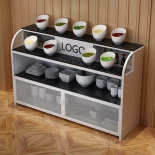 铁艺调味台自助火锅店烧烤酱香料大理石调料台商用实木餐边柜整装