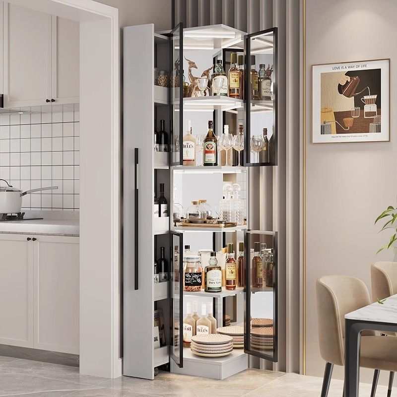 玻璃转角酒柜实木展示柜家用客厅靠墙现代简约墙角三角柜置物架