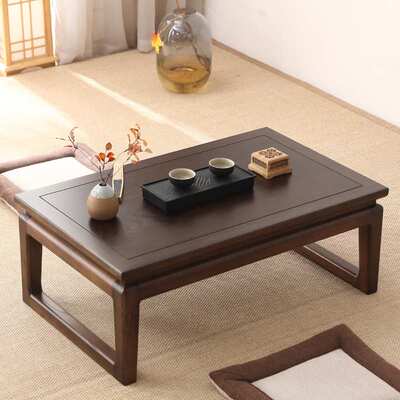 老榆木榻榻米茶桌实木飘窗小桌子日式禅意家用矮桌炕桌新中式茶几