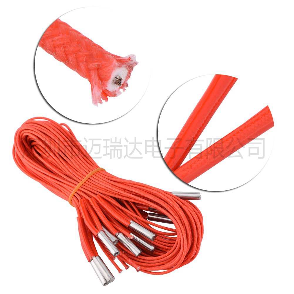 【10PCS】3D打印机6x20模具单头电热管加热管单端12V/40W 1米