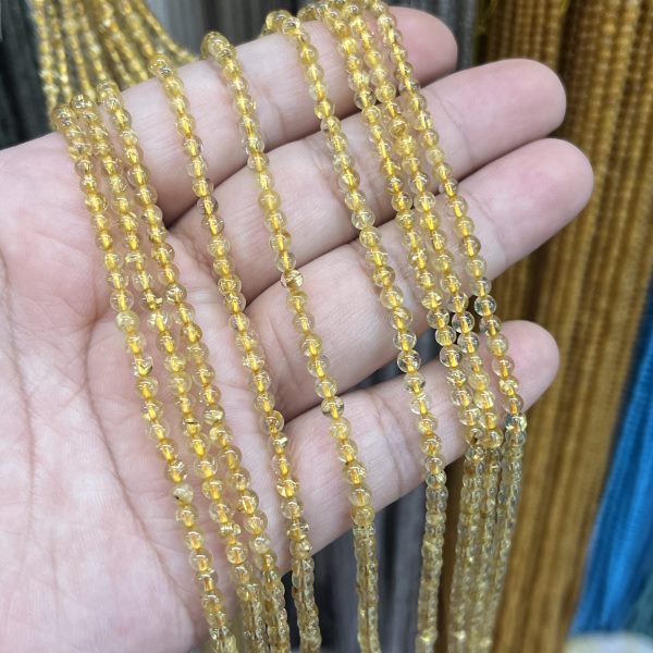 3Mm天然金发晶圆珠A级散珠半成品约118颗项链手链饰品配珠水晶