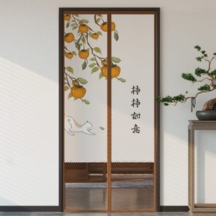 防蚊门帘半隐私隔断纱门防蝇磁吸遮挡帘通风中式 夏季 布艺家用卧室