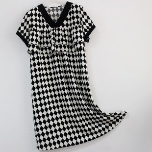 棉绸睡裙夏季 V领遮胸双层胸前荷叶边G绵绸连衣裙防凸点休闲家居服