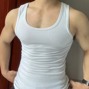 美式 跨栏坎肩男士 螺纹背n心男款 无袖 健身运动汗 纯棉夏季 网红爆款