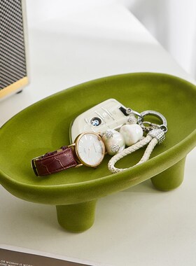 陶瓷玄关钥匙收纳托盘高级感小众鞋柜入户进门口装饰摆件轻奢高档