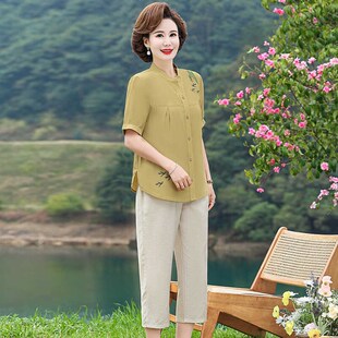 中年女夏装洋气高贵套装2023新款母亲节衣M服妈妈装夏装两件套宽