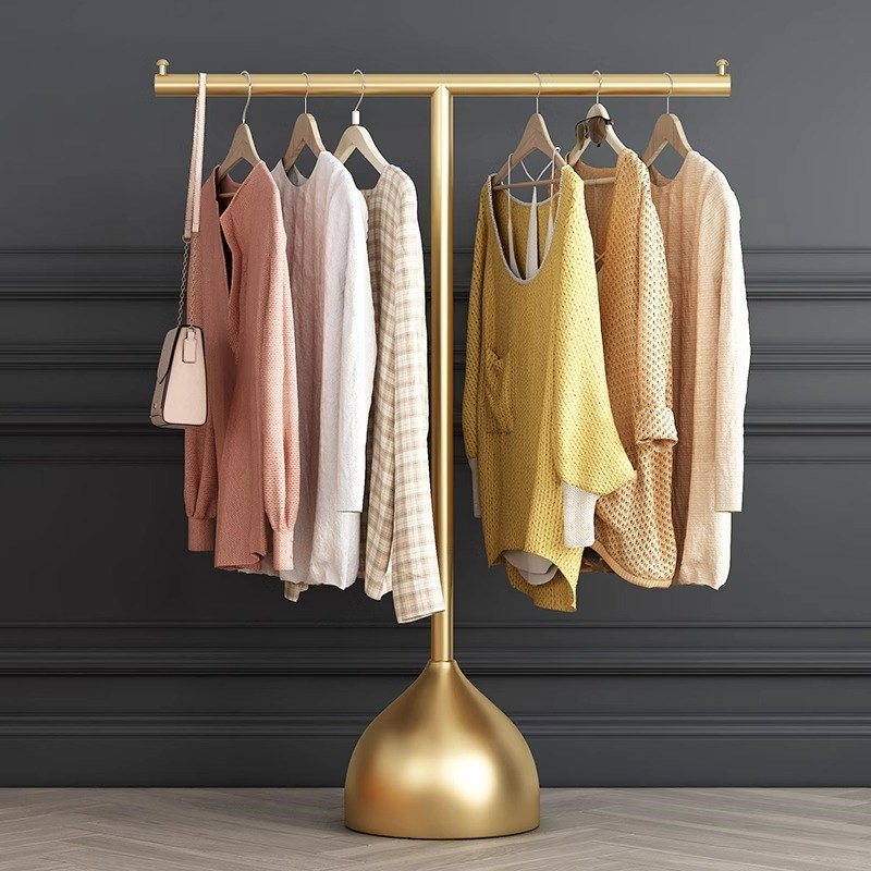 奶油风衣帽架落地室内折叠不占地T型挂衣架家用晒衣架宿舍晾衣架