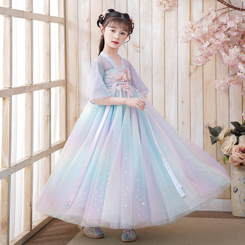 汉服女童超仙襦裙中国风儿童装古风夏季唐装小女孩古装仙气连衣裙