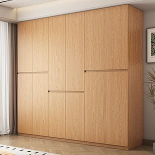 家用卧室主卧一门到顶全实木衣橱 2024爆款 全挂式 橡木定制衣柜新款