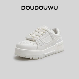 豆豆屋厚度板鞋女单鞋2025春季新款韩版潮休闲系带百搭平底小白鞋