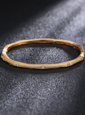 缎带星芒拉丝手镯女新款通体纯银镯子素圈小众高级感简约精致手饰