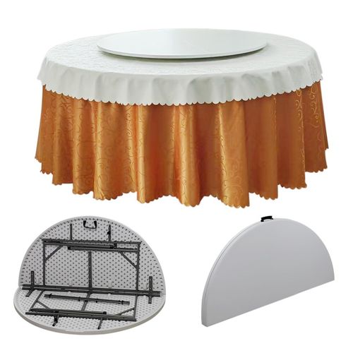 折叠桌餐桌小户型家用大圆桌酒店塑料轻便折叠饭桌户外对折圆桌子