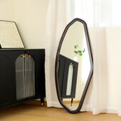 实木穿衣镜异形镜子壁挂一体规则全身镜卧室衣帽间试衣镜