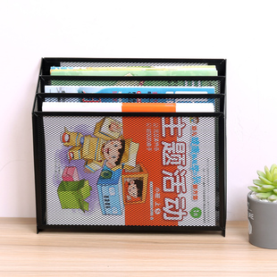 金属铁艺网格三层挂墙式壁挂架办公资料架杂志架菜单篮展示架子