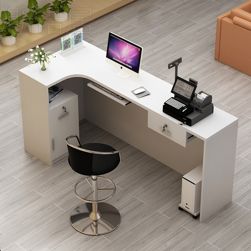 收银台现代小型转角复古便利店超市饭店办公接待台柜台吧台桌