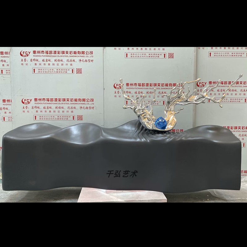 玻璃纤维电镀水滴水波纹雕塑酒店大堂样品屋展示中心大型落地艺术