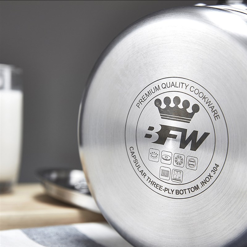BFW奶锅 0不锈钢单柄1cm加厚底三层复合钢一体成型小汤煲汤锅