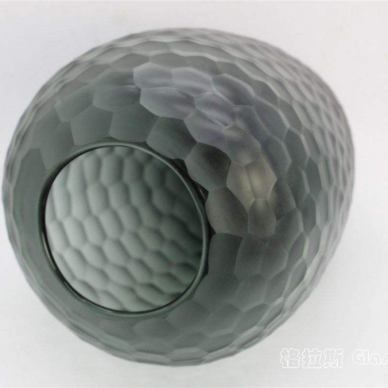 烟灰色手工磨刻口瓶工艺饰品居软台面饰品