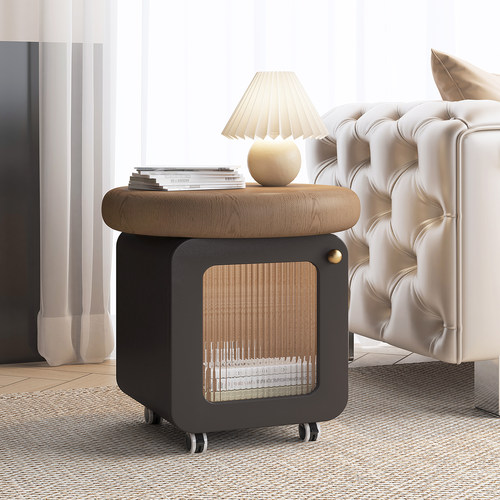 可移动沙发边柜实木茶几简约现代小型边几储物柜客厅收纳柜床头柜