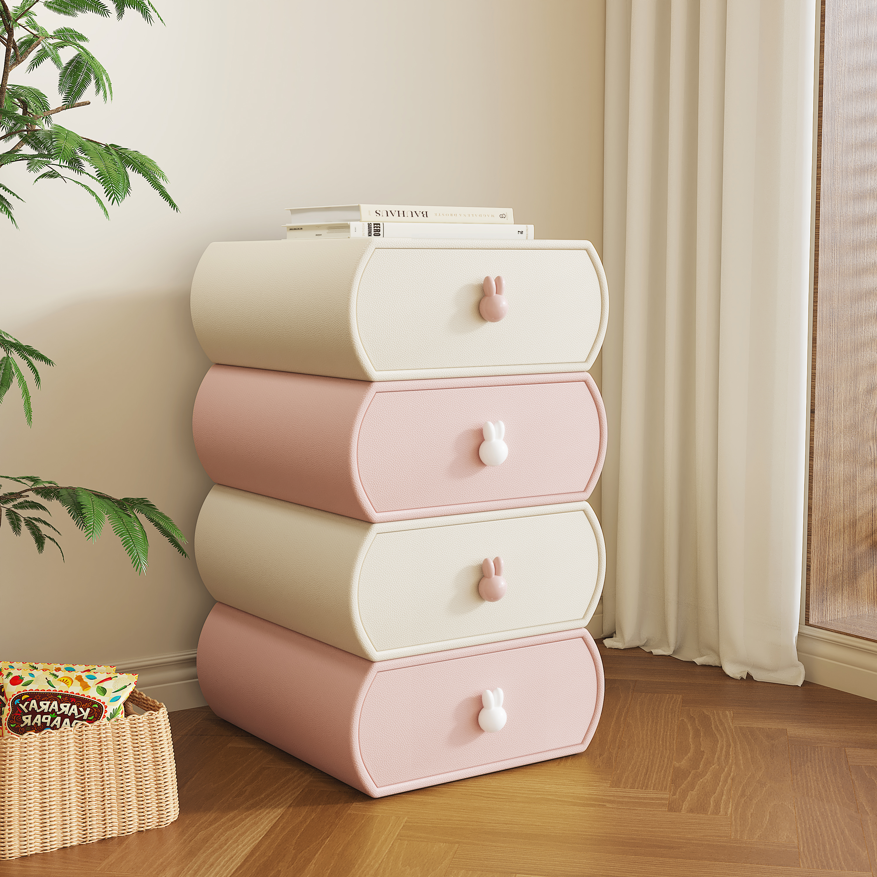 奶油风实木多抽置物柜多巴胺斗柜