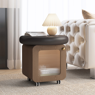 可移动沙发边柜实木茶几简约现代小型边几收纳柜客厅收纳柜床头柜